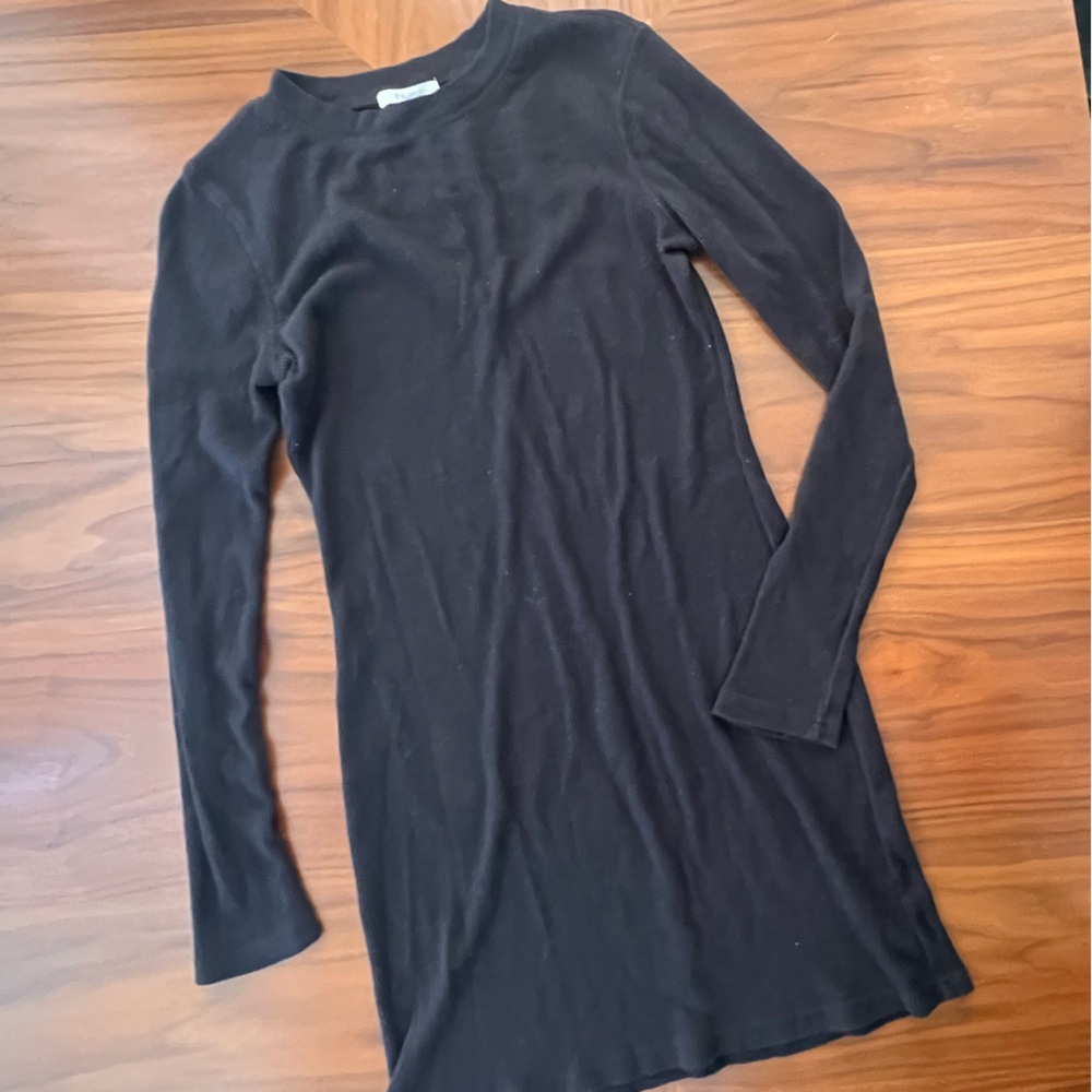 Z Supply Black Waffle Long Sleeve Dress